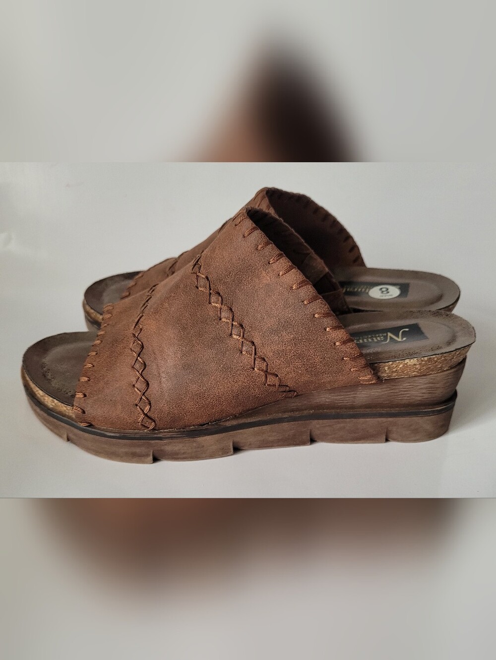 Natural Reflections Lisle Comfort Slip-On Wedge Sandals in Brown/Cognac US 8 - Picture 15 of 16